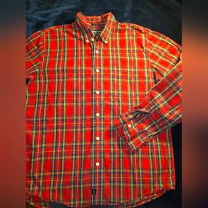 Abercrombie & Fitch Plaid Shirt. Red Plaid.  100% Cotton.  Men's Size Large